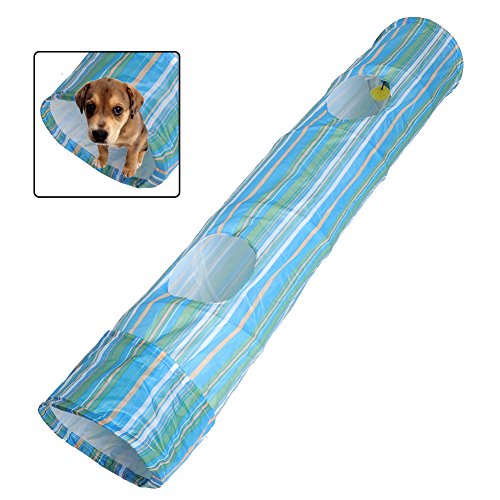 Pecute Portable Exercise Cat Puppy Dog Fun Collapsible Pet Obedience Agility Training Tunnel Striped...