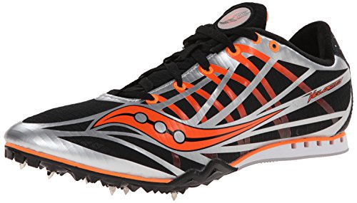 Saucony Men's Velocity Track Spike Racing Shoe, Silver/Black/Vizi Orange, 9 M US