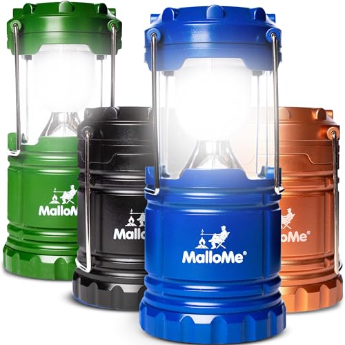 MalloMe Camping Lantern Multicolor 4 Pack Lanterns for Power Outages, Camping Lights for Tent...