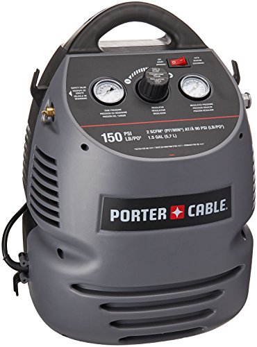 PORTER-CABLE Air Compressor Kit, 1.5 Gallon, Oil-Free, Fully Shrouded, Hand Carry, 25-Feet Hose...