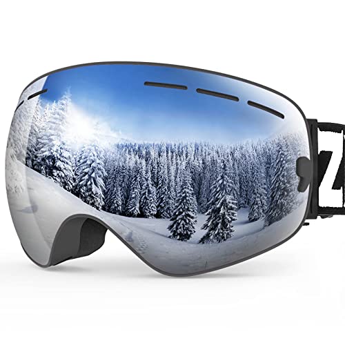 ZIONOR X Ski Snowboard Snow Goggles OTG Design for Men & Women with Spherical Detachable Lens UV...