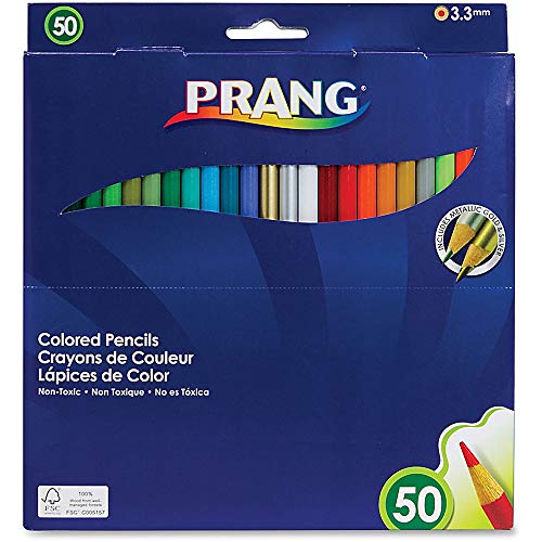 Prang Thick Core Colored Pencils, 3.3 Millimeter Cores, 7 Inch Length, Assorted Colors, 50 Count...
