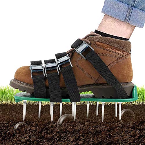 Lawn Aerator Shoes - Soil Aeration Shoes with 4 Adjustable Straps and One-Size-Fit-All & Easy Use...