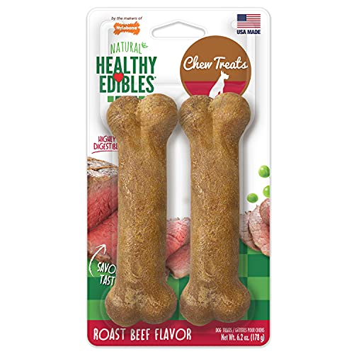 Nylabone Healthy Edibles Natural Dog Chews Long Lasting Roast Beef Flavor Treats for Dogs,...