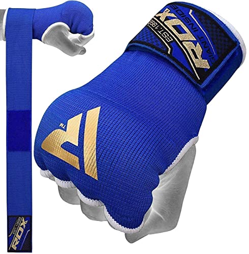 RDX Training Boxing Inner Gloves Hand Wraps MMA Fist Protector Bandages Mitts,Blue,Medium