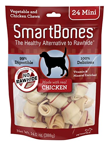 SmartBones Mini Dog Chews, Rawhide Free Chews For Dogs, Made With Real Chicken and Vegetables, 24...