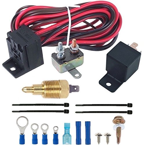 American Volt Electric Engine Fan Grounding Thread-in Thermostat Relay Controller Switch Kit (3/8'...