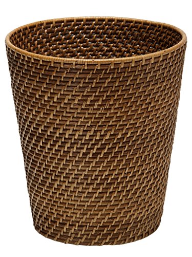 KOUBOO 1030011 Round Rattan Waste Basket, 10.25' x 10.25' x 11', Honey Brown