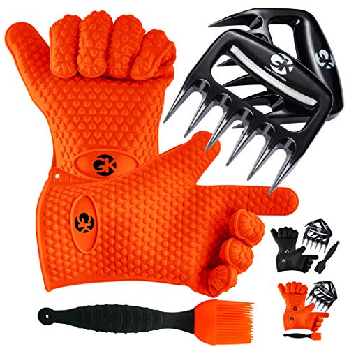 GK’s Premium BBQ Dream Set: 100% Mess Proof Silicone BBQ Smoker Gloves for BBQing All Day Plus...