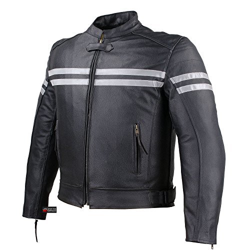 Mens Track Biker Motorcycle Leather CE Armor Moto Riding Racer Black Jacket L