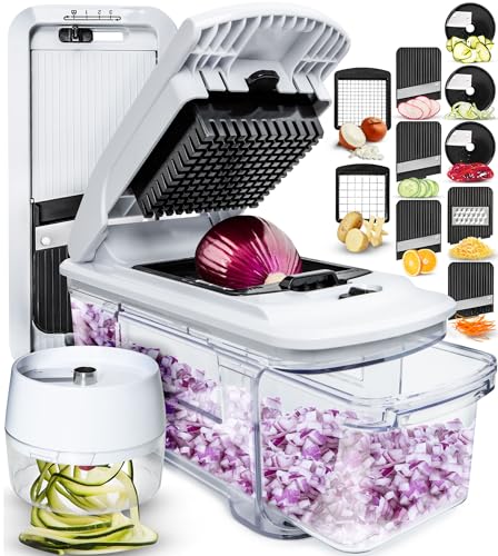 Fullstar All-in-1 Vegetable Chopper, Mandoline Slicer & Cheese Grater - French Fry Cutter & Veggie...