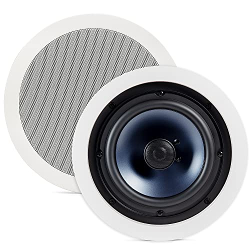 Polk Audio RC80i 2-way Premium In-Ceiling 8' Round Speakers, Set of 2 Perfect for Damp and Humid...