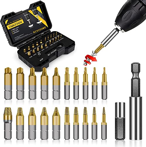 Gifts for Men, 22Pcs Titanium Damaged Screw Extractor Set - Remover for Stripped Head Screws Nuts &...