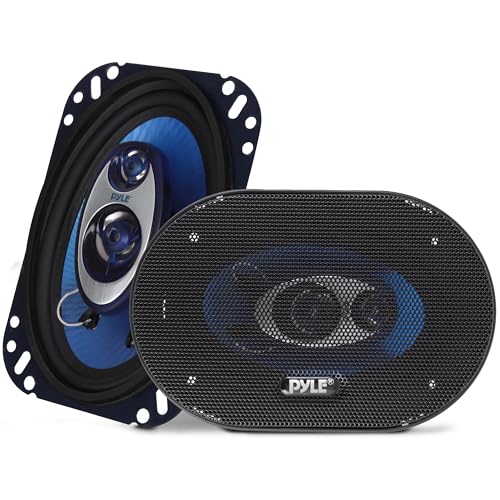 Pyle 4'' x 6'' Three Way Sound Speaker System - Pro Mid Range Triaxial Loud Audio 240 Watt per Pair...