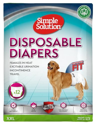 Simple Solution Disposable Dog Diapers for Female Dogs | Super Absorbent Leak-Proof Fit | XL | 12...