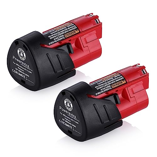 Powerextra 2 Pack 12V 3000mAh Lithium-ion Replacement Battery Compatible with Milwaukee M12...