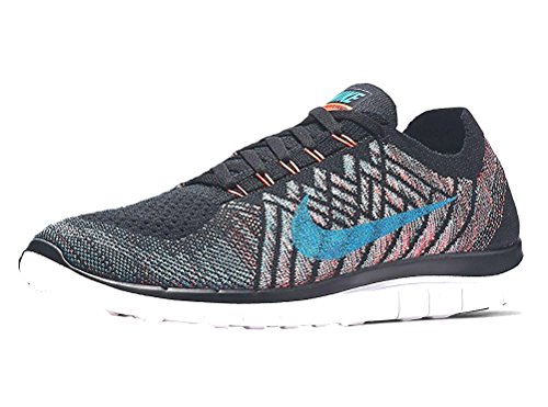 Nike Free 4.0 Flyknit Running Men's Shoes,Black/Hyper Orange-copa-blue Lagoon,11 D(M) US