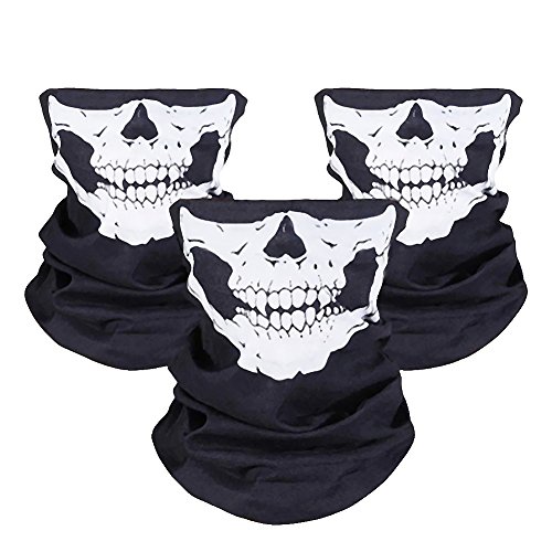 WOVTE Black Seamless Skull Face Tube Mask Pack of 3