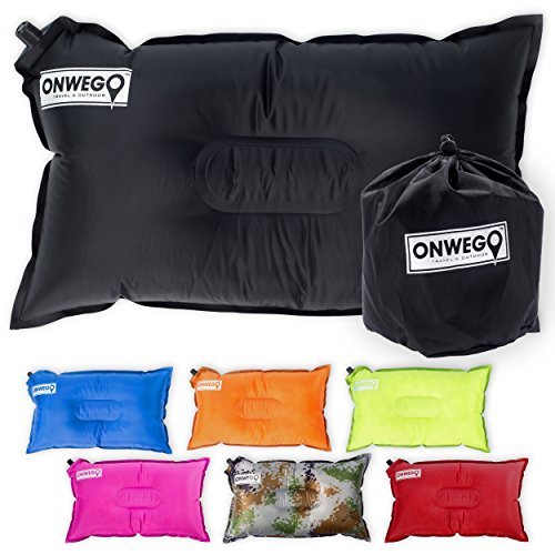 ONWEGO Camping Pillow/Small Inflatable Pillow- 20in x 12in, 10.5oz, Self Inflating Air Pillow,...