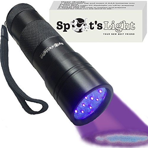 Spot's Light UV Blacklight Flashlight, Black 12 LED, Ultraviolet Pet Urine Stain Detector Finds Dog...