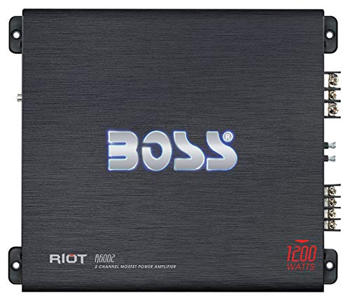 BOSS Audio Systems R6002 Riot Series Car Audio Stereo Amplifier - 1200 High Output, 2 Channel, Class...