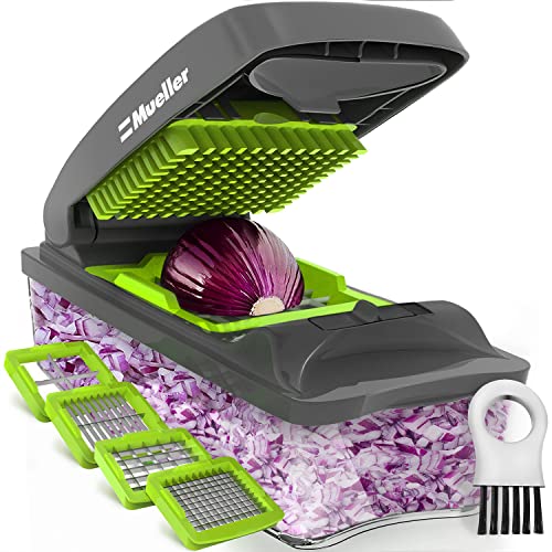 MuellerLiving 4-Blade Onion Chopper, Vegetable Chopper, Grape Cutter, Egg and Cheese Slicer with...