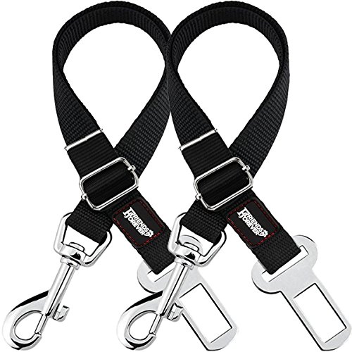 Friends Forever 2-Pack, Adjustable Black Nylon Dog Cat Car Seat-Belt, Vehicle Tether, Restraint Lead...