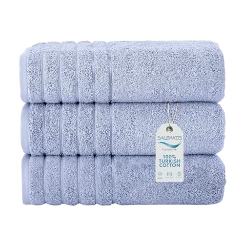 SALBAKOS - Turkish Bath Towels Set of 3 - Premium Quality Made with 100% Turkish Cotton, Spa & Hotel...