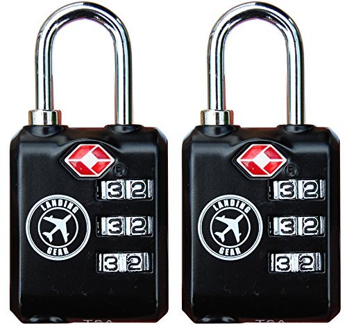 TSA Lock Heavy Duty 3 Digit Combination Luggage Padlock Travel Security Approved (Black Two Pack)
