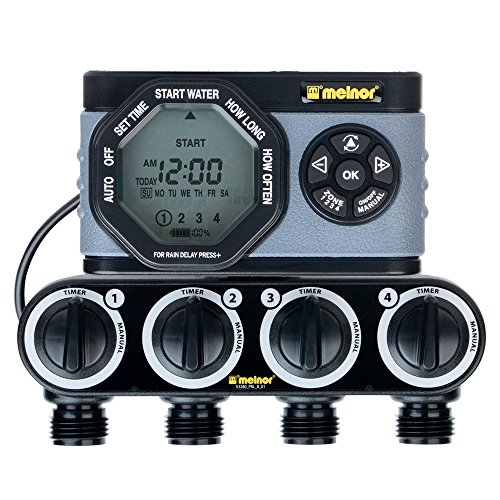 Melnor 53280 4-Outlet Digital Water Timer Simple and Flexible Programming, 4 Zone