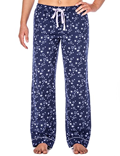 Noble Mount Womens Pajama Pants - 100% Cotton Flannel Lounge Pants - Starry Night Blue- S