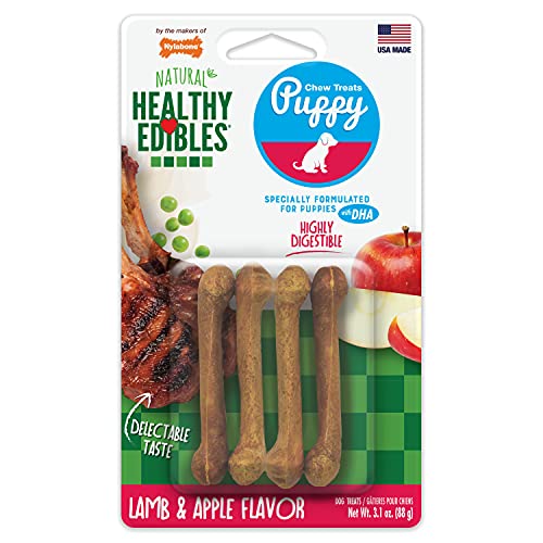 Nylabone Healthy Edibles Natural Puppy Chews Long Lasting Treats for Puppies, Lamb & Apple Flavor,...