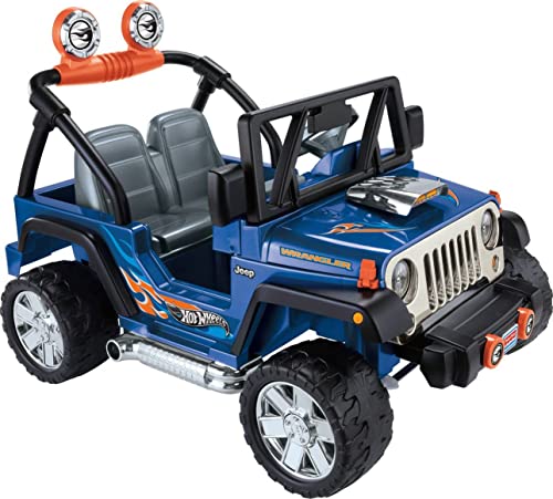 Power Wheels Hot Wheels Jeep Wrangler Ride-On Battery Powered Vehicle with Music Sounds & Storage...