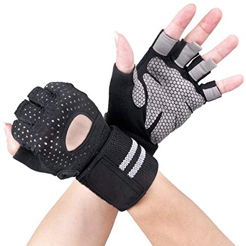 Breathable Ultralight Weight Lifting Sport Gloves, Gym Workout Exercise Gloves with Wrist Wrap...