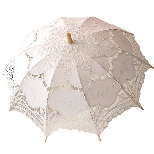 STARSIDE White Beige Parasol Wedding Lace Umbrella