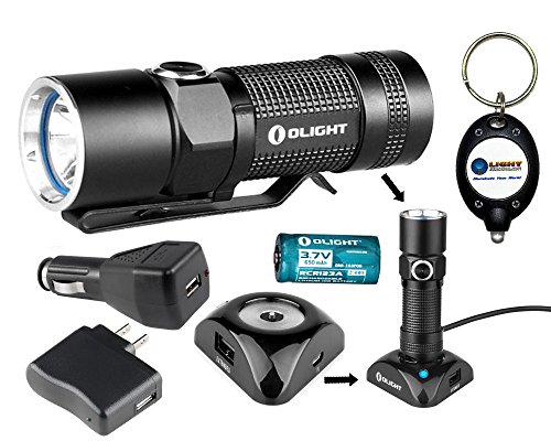 Olight S10R Baton Rechargeable Variable Output Side Switch LED Flashlight, Black
