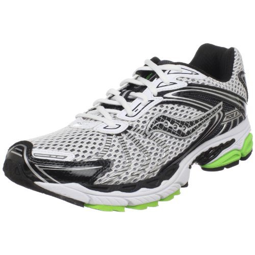 Saucony Men's ProGrid Ride 3 Running Shoe,White/Black/Slime Green,9.5 M US