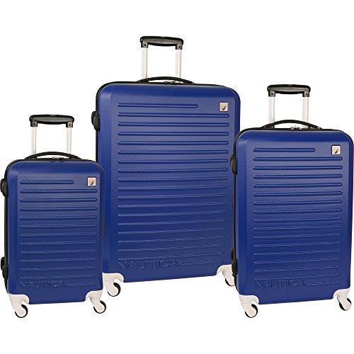 Nautica 3 Piece Hardside 4-Wheeled Luggage Set, Cobalt Blue