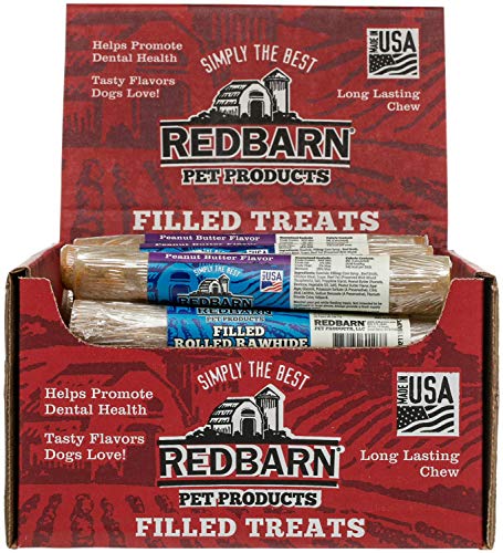 Redbarn Filled Rolled Rawhide-Peanut Butter Premium Dog Treats (24-Count)