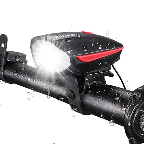 Fineed Bike Light Front Horn Set, 250 Lumen, USB Rechargeable, Waterproof Front Light for Outdoor...