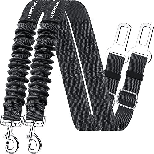 URPOWER 2 Pack Dog Seat Belt, Retractable Dog Car Harness Adjustable Pet Safety Belt with Elastic...