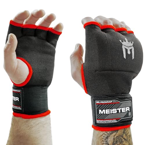 Meister Gel-Padded ProWrap Inner Hand Wrap Gloves (Pair) - Black/Red - Large/X-Large