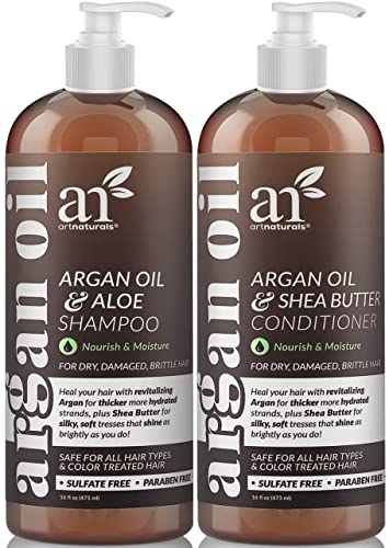 artnaturals Moroccan Argan Oil Shampoo and Conditioner Set - (2 x 16 Fl Oz / 473ml) - Volumizing &...
