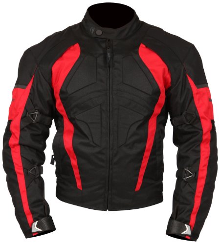 Milano Sport MJGAM0385LA Gamma Motorcycle Jacket with Red Accent (Black, Large)