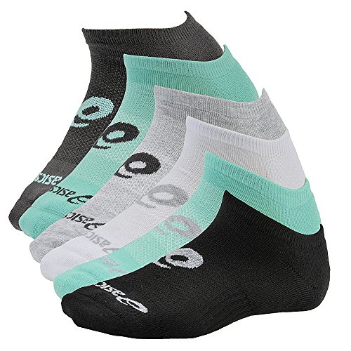 ASICS Invasion No Show Socks (6-Pack), Small, Aqua Mint Assorted