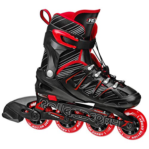 Roller Derby Boy's Stinger 2-5 Adjustable Inline Skate, Medium , Black/Red