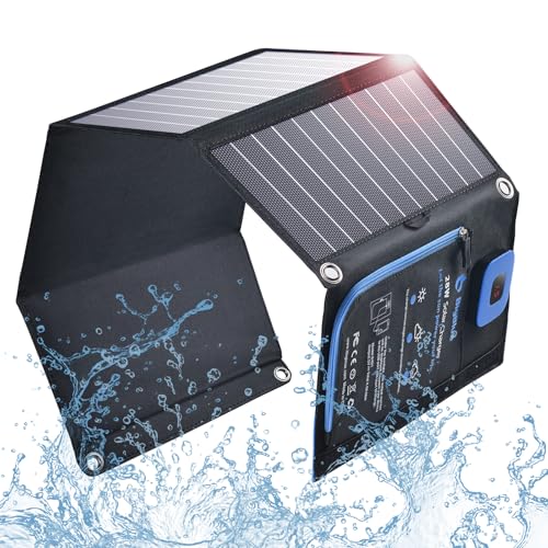 BigBlue Portable Solar Charger 28W with Digital Ammeter, 25.4% High-Efficiency, Dual USB Ports,...