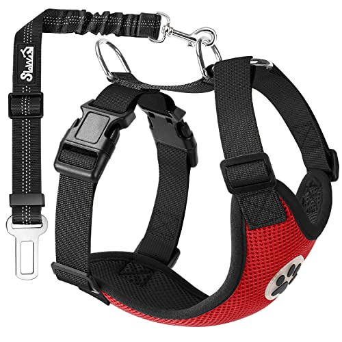 SlowTon Dog Seat Belt Harness for Car, Dog Car Harness Adjustable Mesh Breathable & Dog Seatbelt...