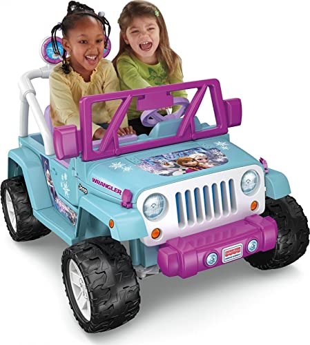 Power Wheels Disney Frozen Jeep Wrangler Ride-On Toy with Songs & Sounds, Multi-Terrain Traction,...