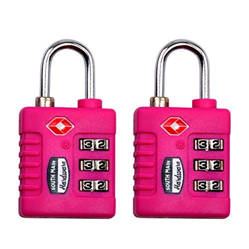 South Main Hardware TSA-Accepted Resettable Luggage Lock, Purple, 2-Pack